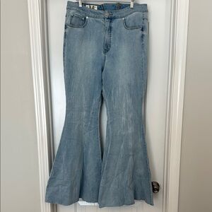 Free People Blue Flare Wide Leg Jeans Retro Style